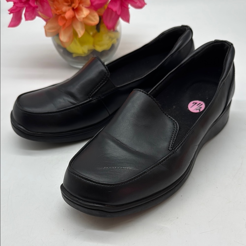 SafeTSte[ C;assic Black Leather Loafers Safety Shoes for Women BLO8695G